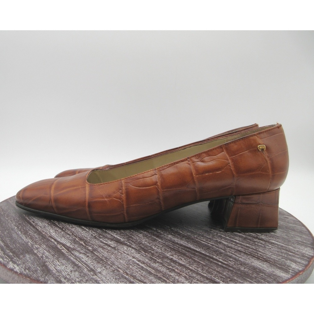 Etienne Aigner Astoria Pumps Womens Size 8.5 Narrow Croc Embossed Leather Shoes